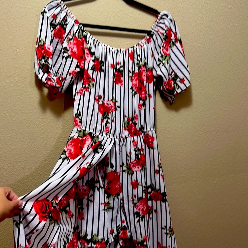 Sale! Romper with shorts and train - rose flowers